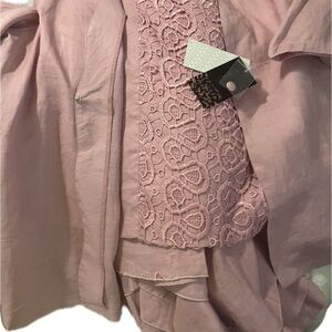 Elegant Pink Lace Sleepwear Set linen